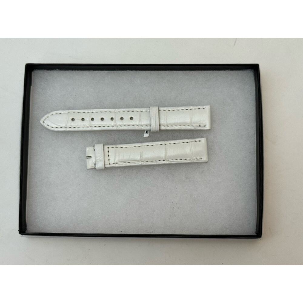 NEW AUTHENTIC CARTIER White LEATHER STRAP BAND 15mm X 13mm Alligator Grain